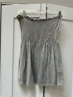 BCBGMaxAzria Light Gray Smocked Tube Top
